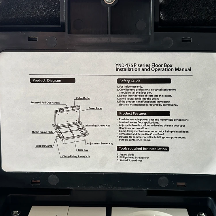 VNX Floor System Underground Box Electrical Outlet Floor Box 45*45mm Can Install 2*EU Socket Usb Date Socket With 13A Socket
