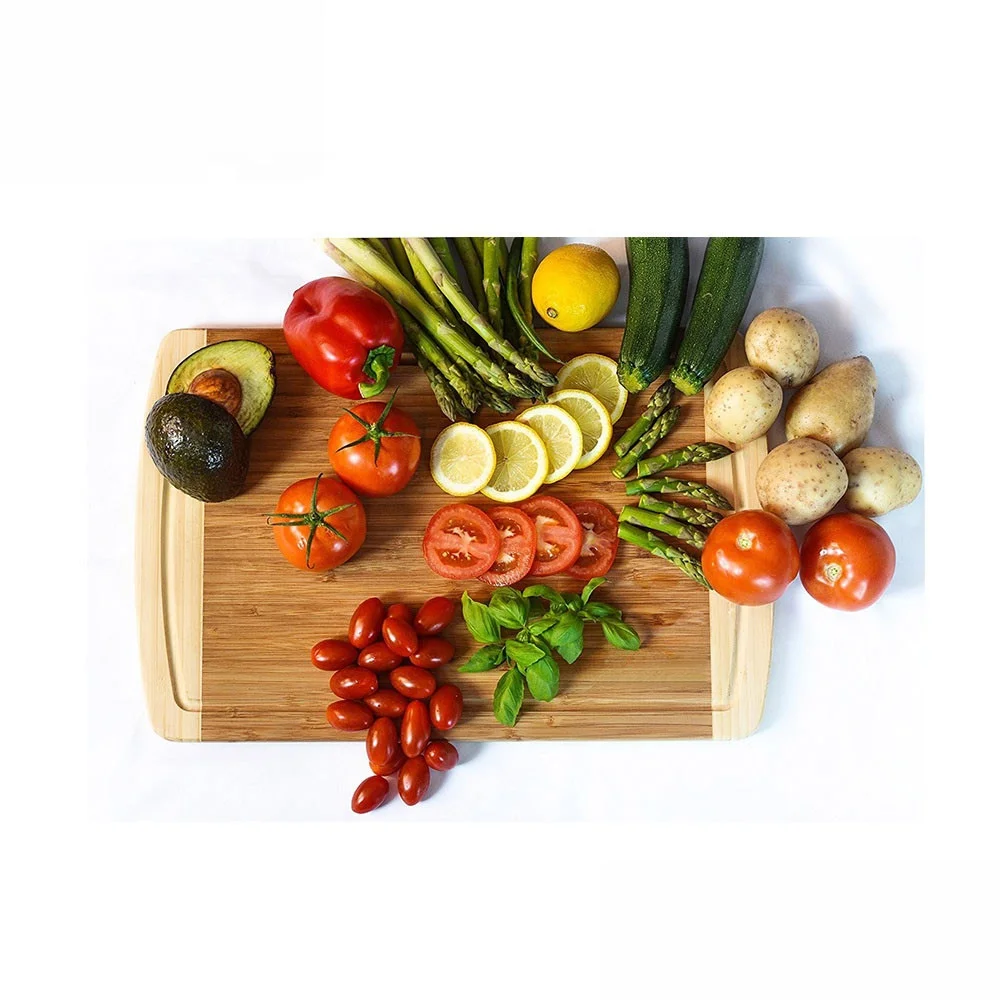 Органическая 18x12 дюймов очень большая бамбуковая разделочная доска с желобом для