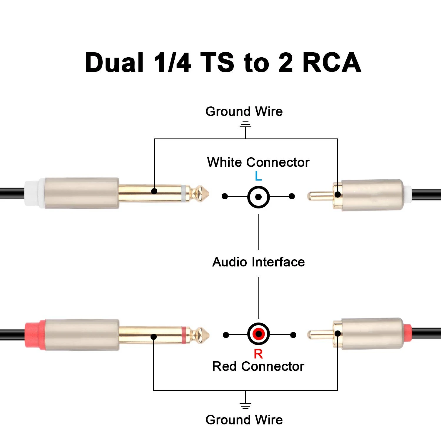 AV Flexible Interconnect Cable 6.35 Male to 2 X RCA Male Jack RCA PVC Cable  - China Interconnect Cable, RCA Cable