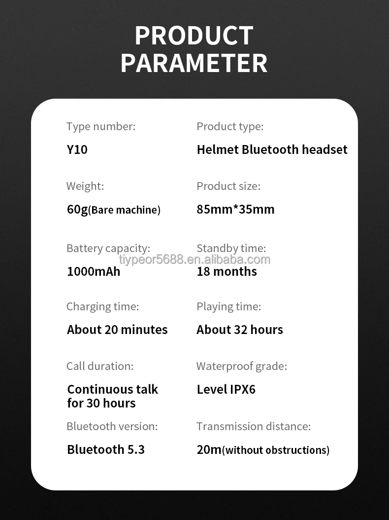 product tiypeor motorcycle helmet bt headset wireless hands free 1000mah super long standby earphone ipx6 waterproof mp3 player-10