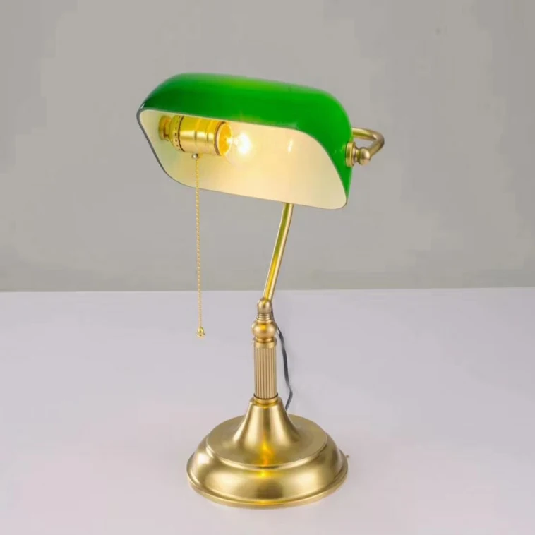 モダンなグリーンティファニーデスクランプステンドグラス赤トンボ