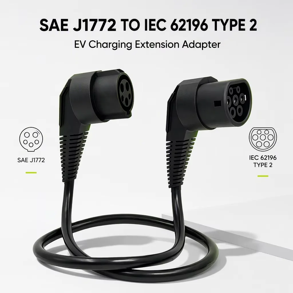 AOTAI J1772 to Type 2 EV Charging Extension Cable Adapter, SAE J1772 to IEC 62196 Type 2 Design for Type 2 EVs