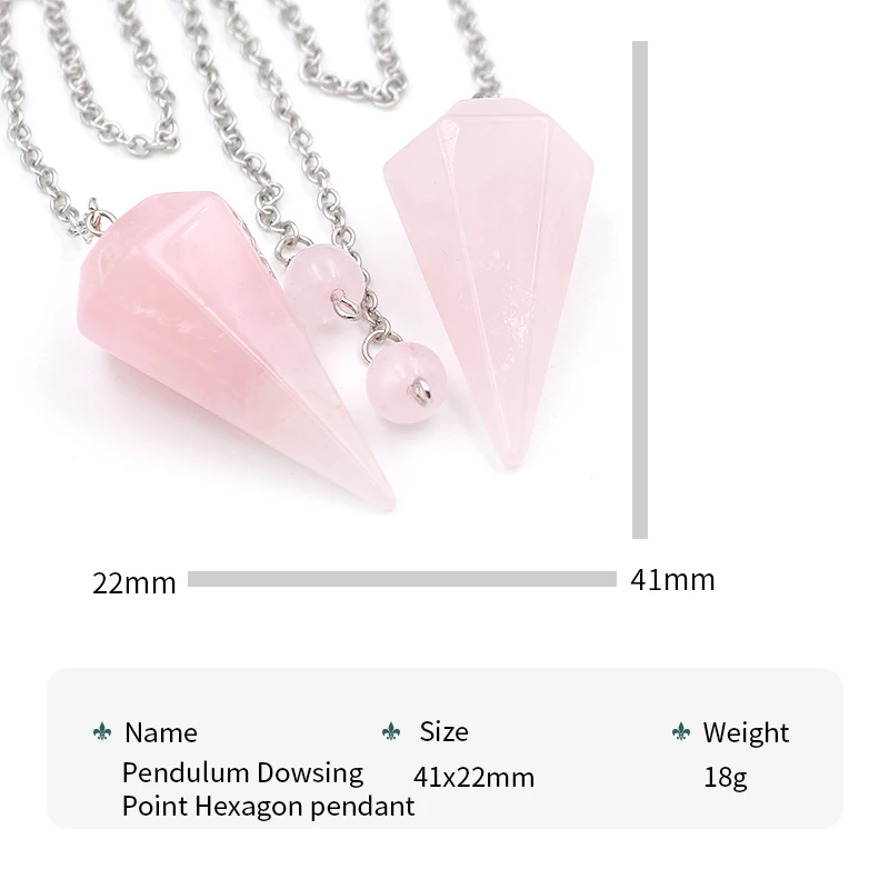 Natural Crystals Healing Stone Faceted Pendant Pendulum Dowsing Point Hexagon Pendant Necklace