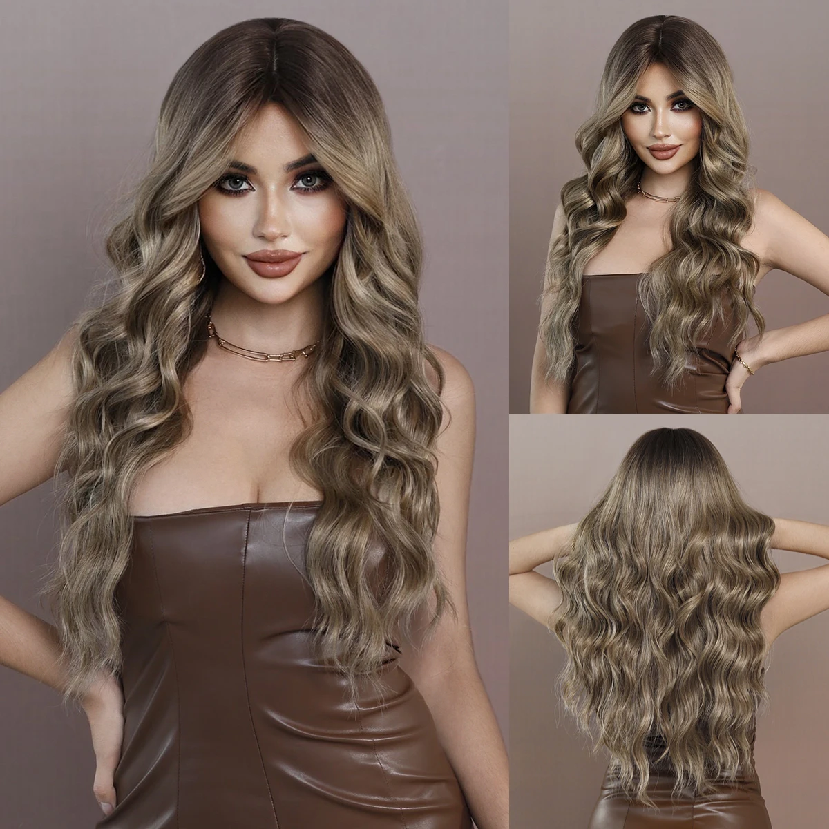 Black Long Wavy Wig Natural Heat Resistant Synthetic Curly Hair with Bangsnatural Dark Brown Hair Wig Peluca Larga Rizada Marron Alibaba