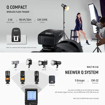 NEEWER Q300 300Ws 2.4G Outdoor Studio Flash with Q Compact Wireless Trigger, 7800mAh Li Ion Battery Powered Strobe Light detail image