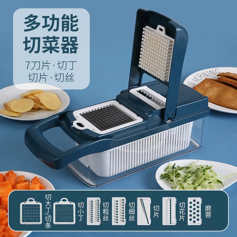 Hand Operated Held Manual 12 In 1 Vegetable Onion Dicer Food Slicer Mandoline Veggie Chopper Chopper Cutter