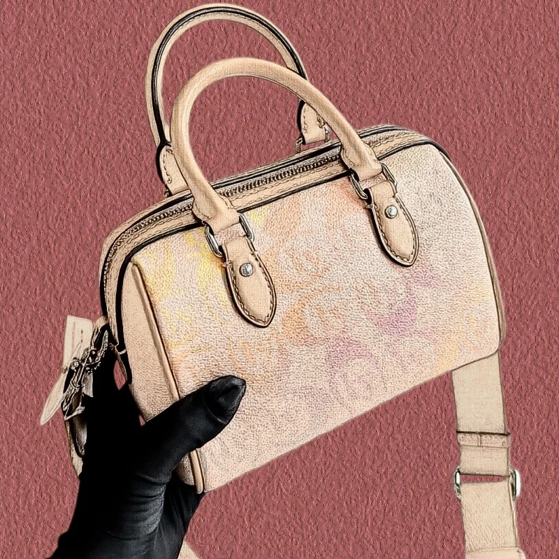 High-end Women’s Summer New European American Vintage Printed PU Shell Single Zipper Letter Classic Shoulder Handbag All-match