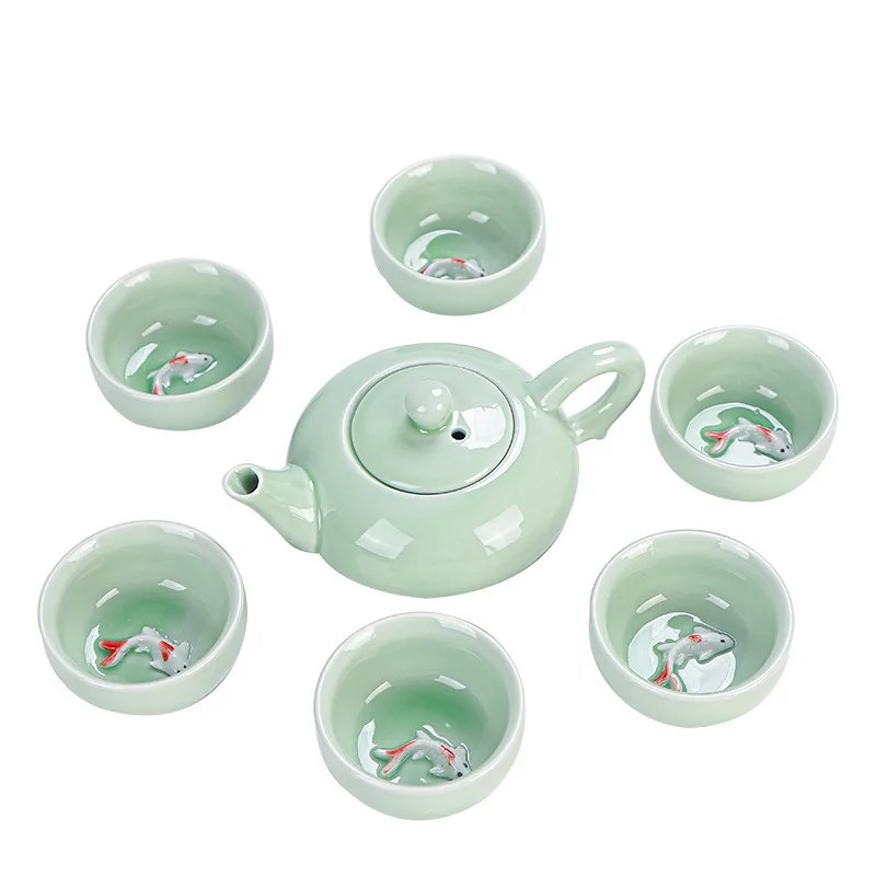 Green Ceramic Mini Kungfu Tea Set, Travel Teapot with Tray Infuser 4  Teacups, Chinese Porcelain Tea …See more Green Ceramic Mini Kungfu Tea Set