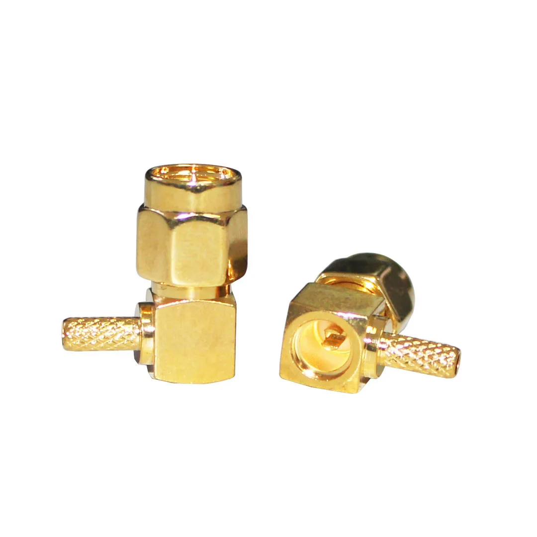 product accept design sma c jw15 connector rf copper gold plated right angle male sma connector for rg316 rg174-2