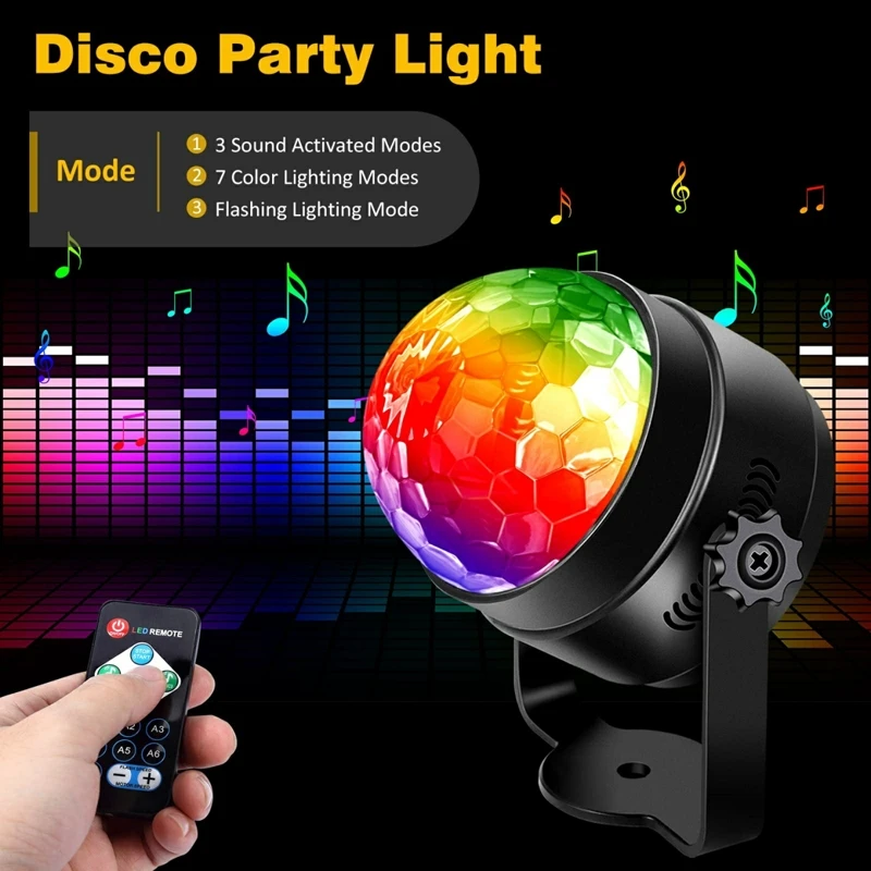 Disco Strobe Light Crystal Magic Ball RGB Stage Light with Remote Control