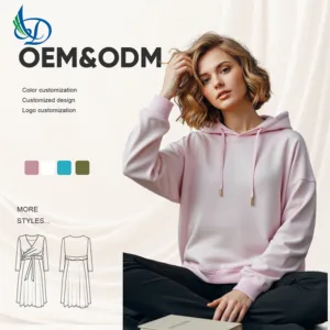Wholesale Oversized Woman Hoodies Breathable Casual Sweatshirt Solid Color Quick Dry Comfortable Relaxed-Fit Clothes Hoodie