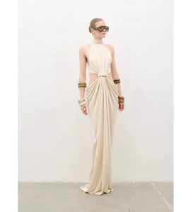 Bettergirl 2026 Ramadan High neck sleeveless waist revealing twisted hollow hanging New Year party dress