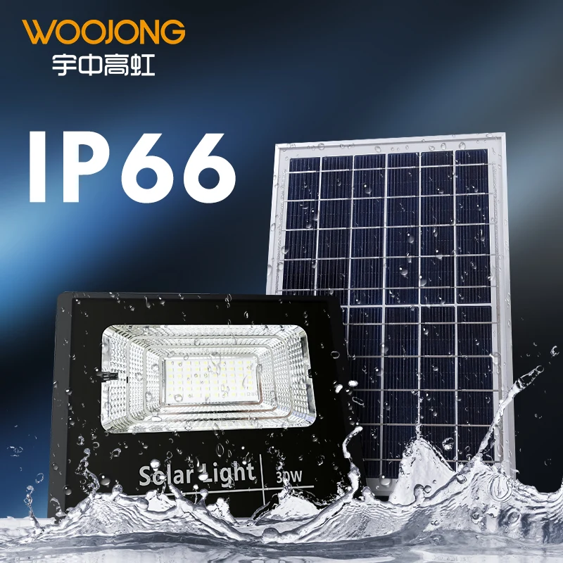 Woojong 100W Solar Flood Light with PIR Motion Sensor LED Street Light for Garden Aluminum Body IP66 Rated