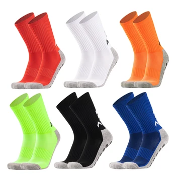 Wholesale mid tube breathable football cushion premium socks crew silicone grip sport socks custom logo elite  fitness socks