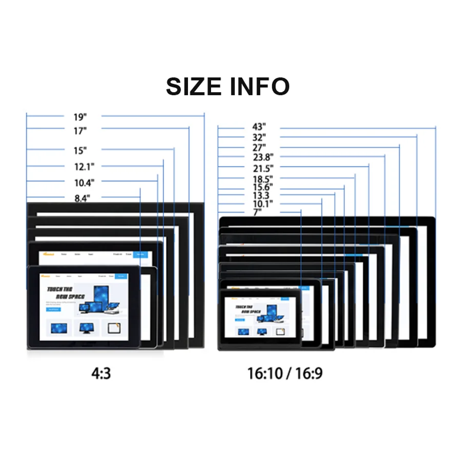 Outdoor Waterproof IP67 CCTV Monitor LCD Display Embedded 7 10 15 Inch Wall Mount Capacitive Industrial Touch Screen Monitors