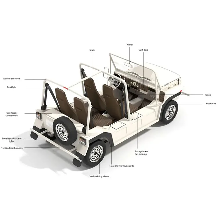 Rainbow 4 Passengers Lithium Iron Phosphate Battery AC Motor Four Seat Gas Mini Moke Jeep Style