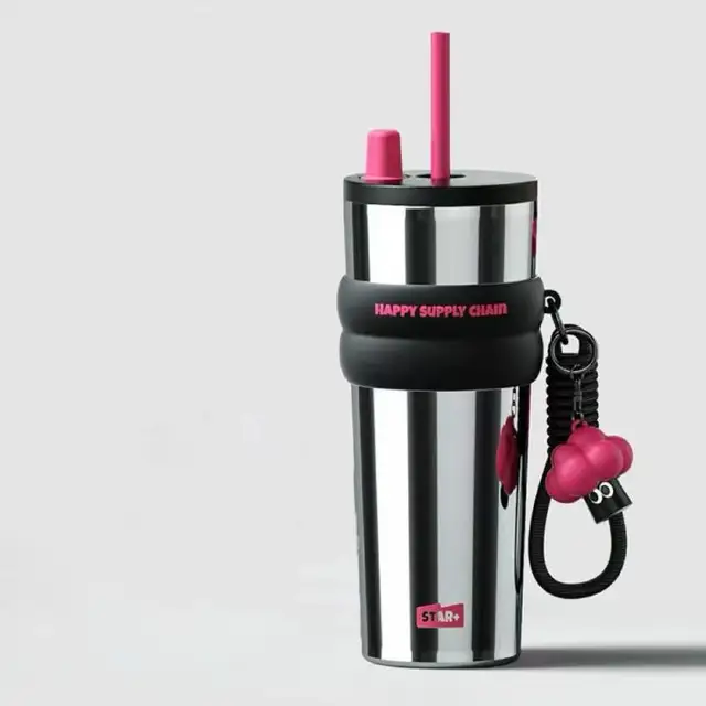 Hot selling new ice cream cup straw water bottle stainless steel water cup coffee tumbler mug