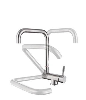 Single Lever Modern 304 Stainless Steel Kitchen Faucet Hot Cold Water Tap Ceramic Cartridge Single Hole Window Folded Sink
