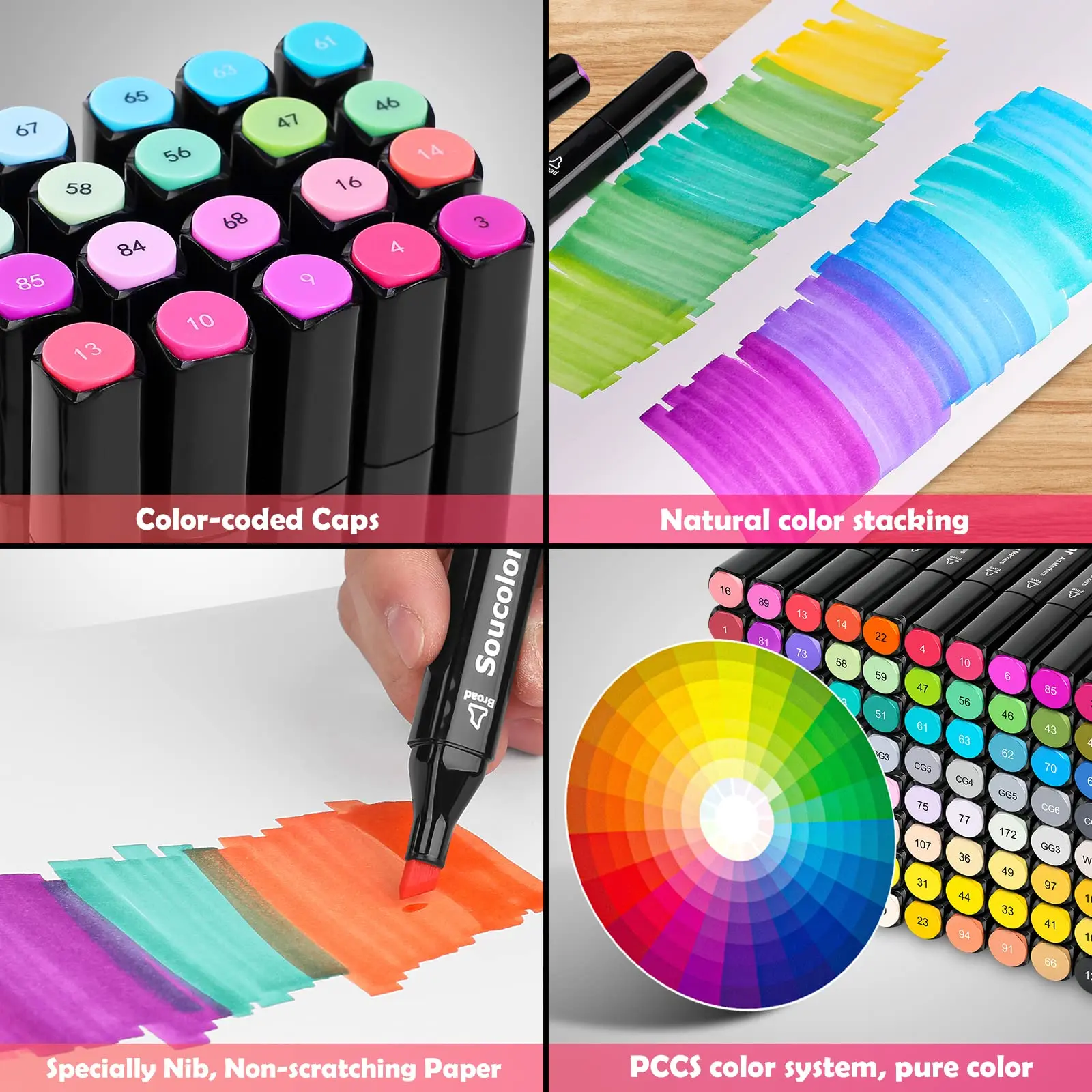 Soucolor Color Marker Set 24 Pcs Alcohol Marker Pen Set Dual  Colour Markers Pen - Color Marker Set 24 Pcs Alcohol Marker Pen Set Dual  Colour Markers Pen