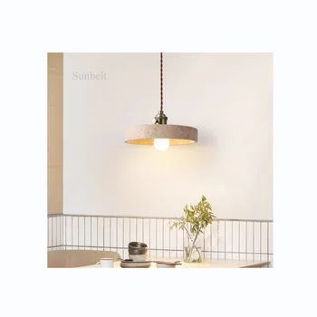D7474 Travertine indoor lighting chandelier dining room led hanging pendant light minimalist ceiling lamp for living room