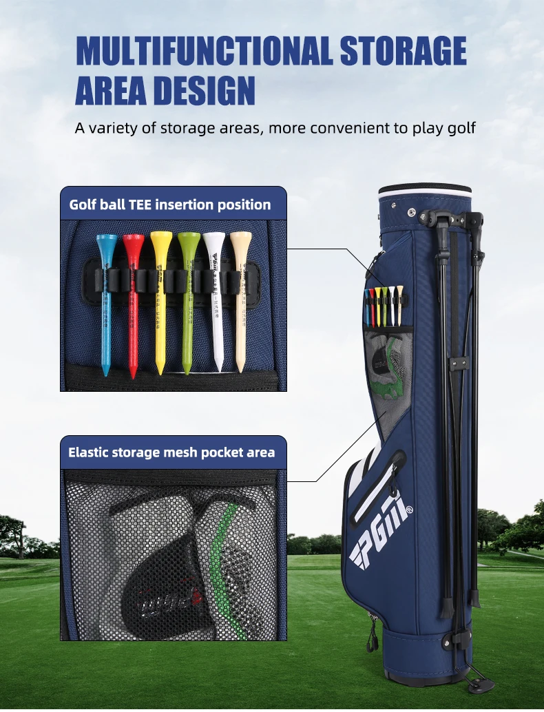Pgm Qiab024 Navy Pencil Nylon Golf Bag Personal Nylon Golf Sunday Bag