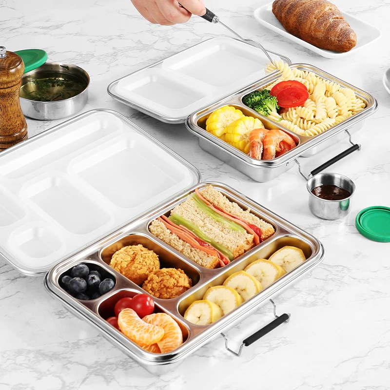 AOHEA Leak Proof Stainless Steel Bento Container for Lunch,Bento Lunch Box for Kids or Adults, 5 Compartment Kid Meal Lunch Box factory