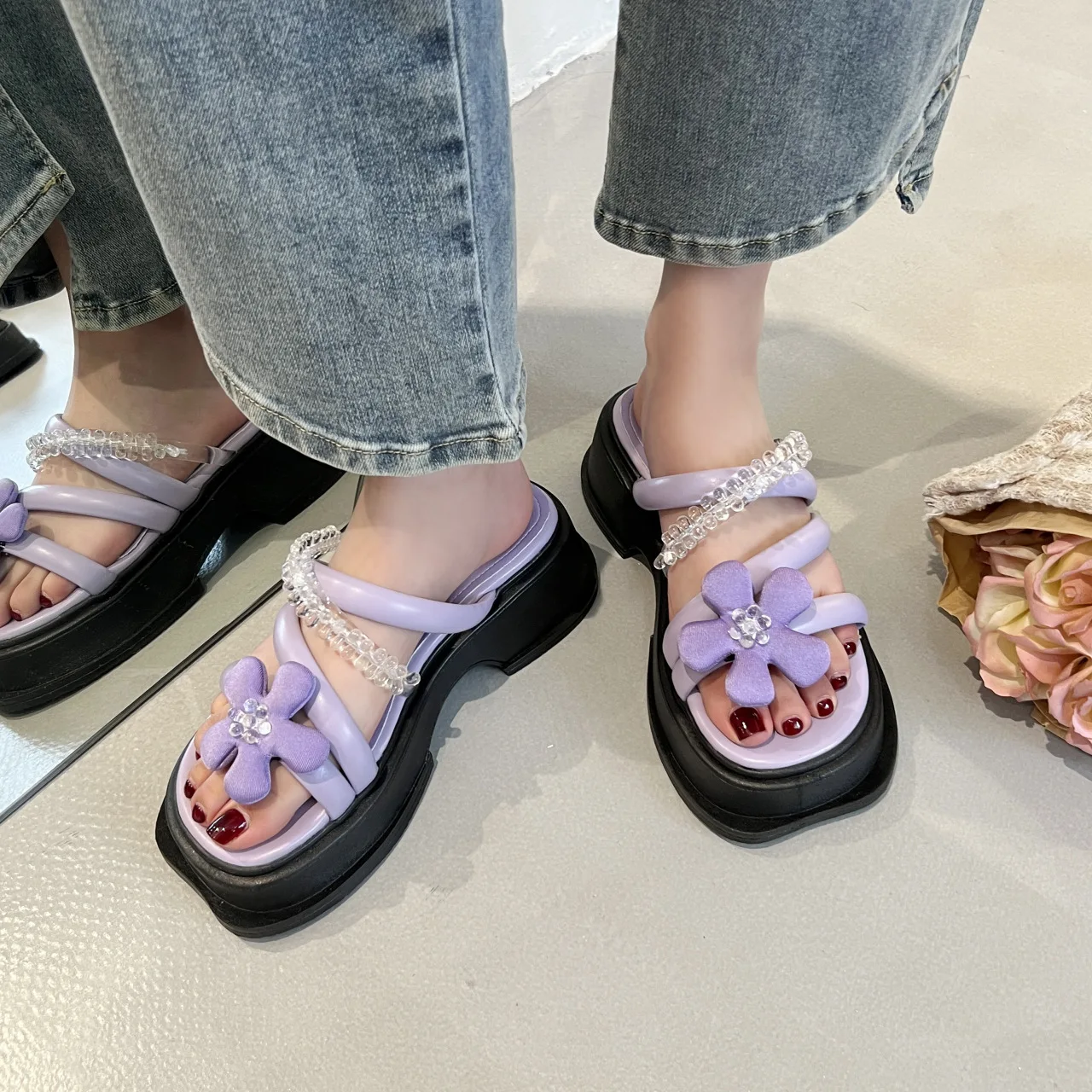 Sandalias Planas Chanclas Con Plataforma Mujer Sandalias Planas