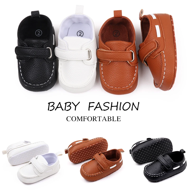 Spring and Autumn Solid Color Leather with Soft Bottom  Baby Toddler Shoes for Boys and Girls manufacture