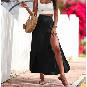 Women Bodycon Dresses Women's European Skirts Hawaiian Tropical Style Design Chiffon Long Skirt