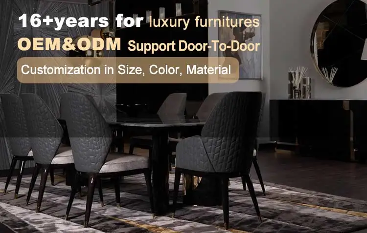 Black Rectangular Marble Top Dining Table Modern Restaurant Furniture ...