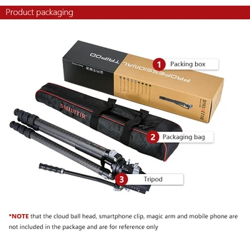 DMIDITIR DM324C Professional Flexible Carbon Fiber Camera Tripod Four-section Hunting Tripod Carbon Fiber Stand product image