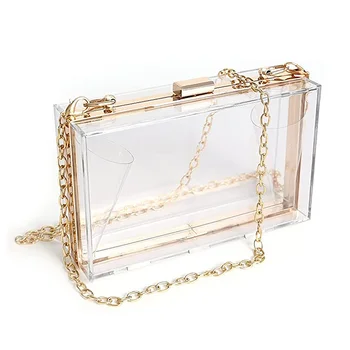 Wholesale Trendy Party Acrylic Transparent Shoulder Sling Bag Clear Box Acrylic Clutch Acrylic Evening Bags