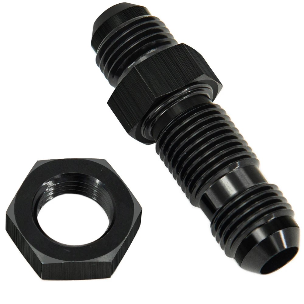 Aluminum 6AN 8AN 10AN Male To Male Straight Bulkhead Flare Fitting Union Adapter With Nut