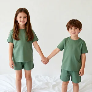 Small Bulk Order Loungewear Set Home Wear Relaxed Fit Classic Crewneck Cotton Soft Touch Plain Tshirt Shorts Co-ord Matching Set