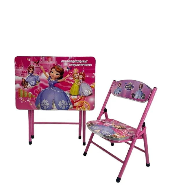 top selling folding table folding chair kids desk children chair with cartoon design