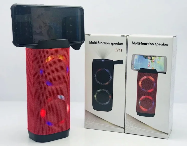 New Arrival Colorful LED Light BT Speaker LV11 Wireless Portable Speaker Support FM USB Aux Outdoor Speaker