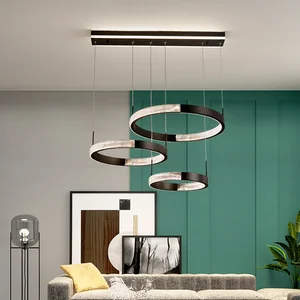 Minimalist Modern Pendant Lights Large LED Chandelier Hanging Lamp Adjustable Height Black 220 Volts Ceiling Home Ceiling