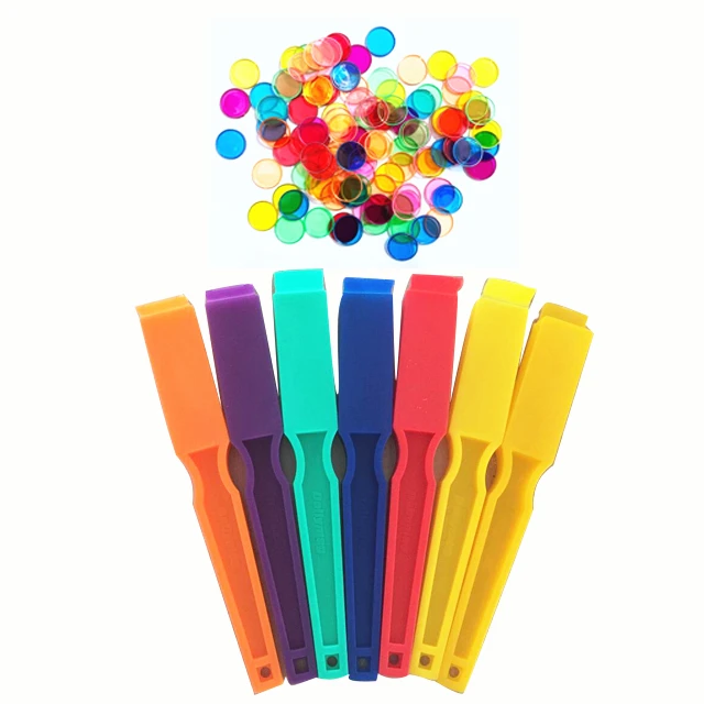 Varita Magnética Y 100 Fichas De Bingo – 17 Mm, Colores Surtidos, Ideal Para Juegos Y Aprendizaje Matemático