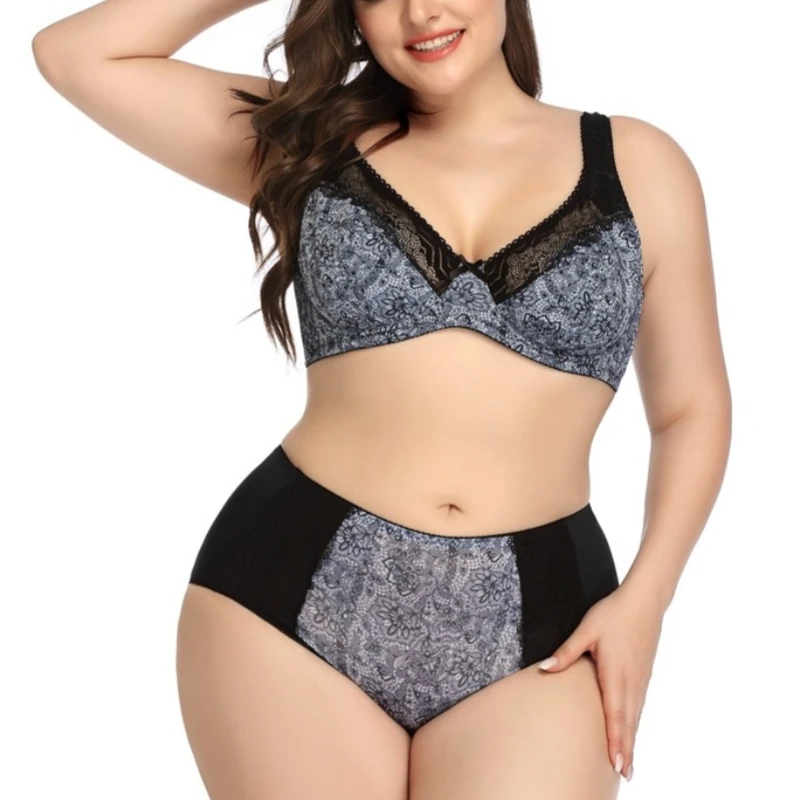 Plus-Size Wireless Lace Bra Set, 38/85D-48/110D (ZR193) product reference view 3