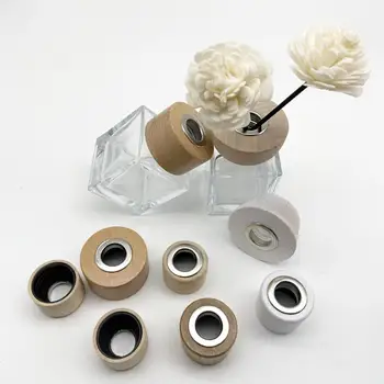 High Quality Luxury perfume Custom Logo fea 15mm perfume cap Natural Black Walnut Wood Diffuser Perfume Bottle Cap