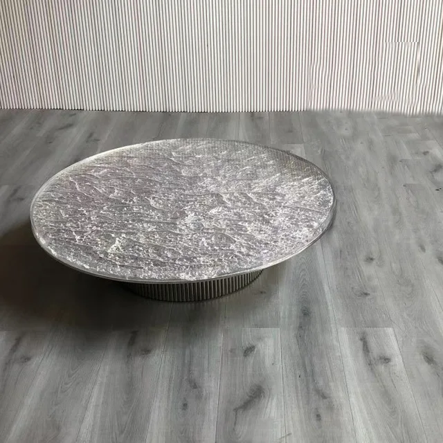 Italian CC design wavy water ripple crystal glass coffee table countertop