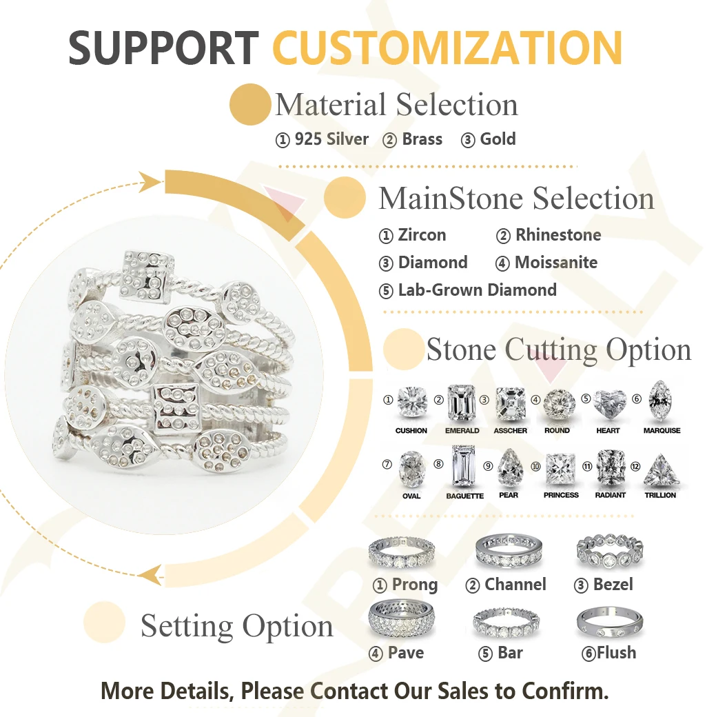 European and American Chic Women's Geometric Elements Collection Dotted Design Silver Prom Jewelry Rings for Wedding and Party