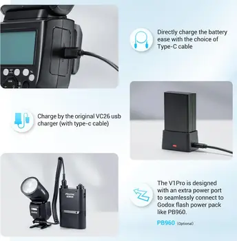 GODOX-V1-PRO-C Wireless Camera Flash 1/8000s HSS 1.3s Recycle Time with M/TTL Flash Support Type-c Flash Speedlite for Canon detail image