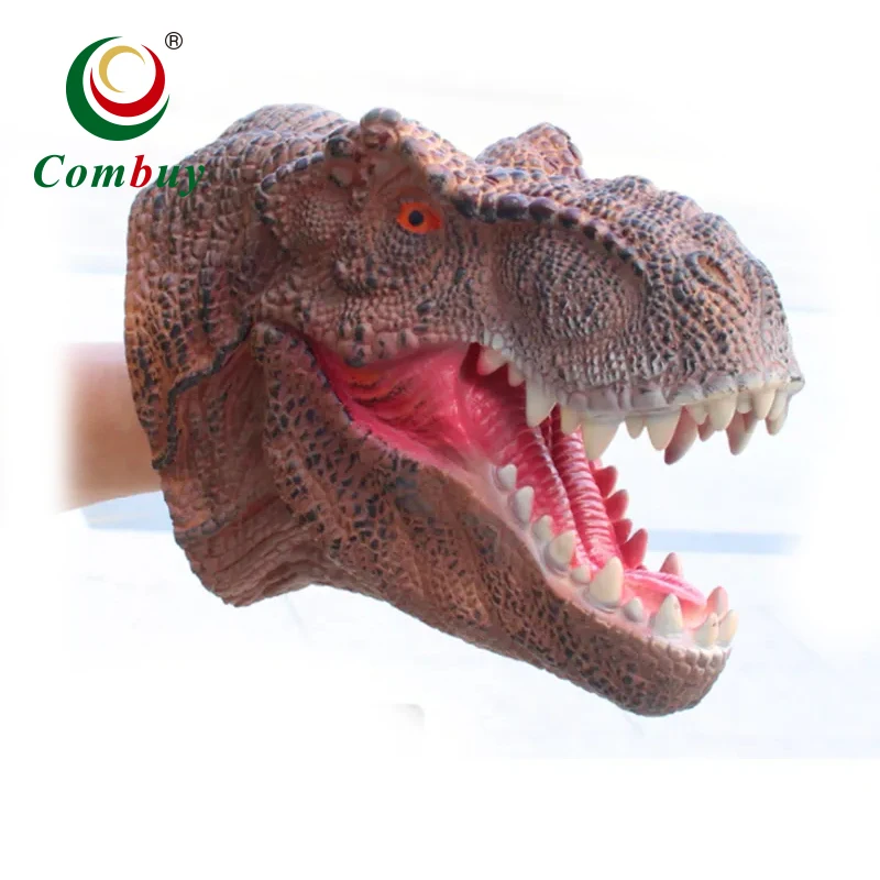 Play Cartoon Toys Rubber Animal Head Dinosaur Hand Puppet