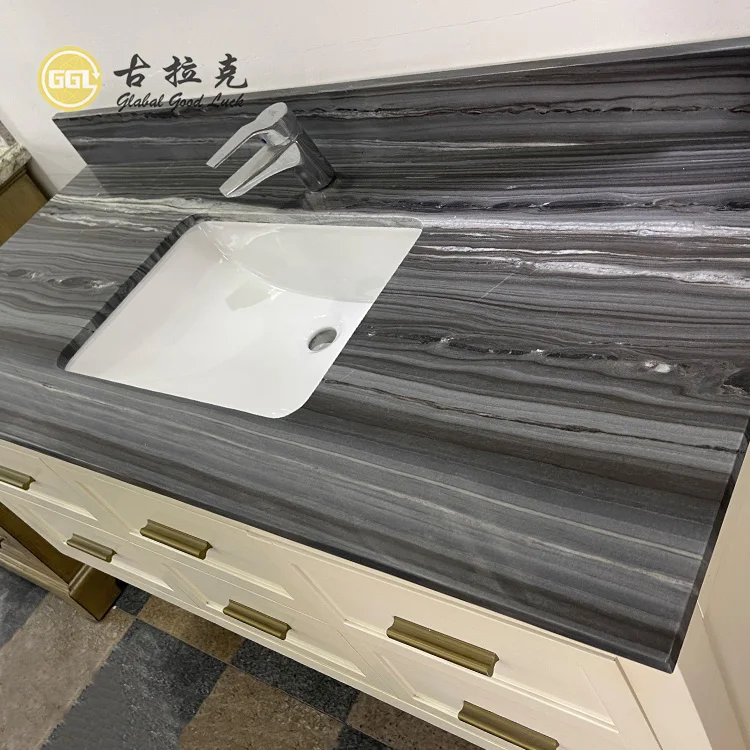 Customized Size Palissandro Blue Marble Vanity Washing Basin Counter Top Polished Surface Nature Stone Home Decor supplier