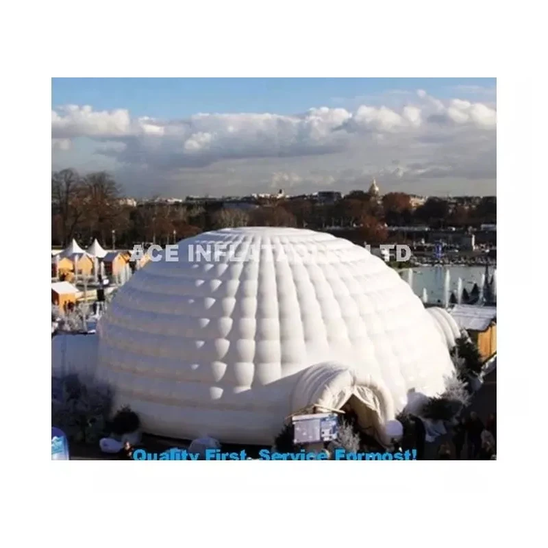 Customized White Giant Inflatable Igloo Dome Tent With 3 Tunnel
