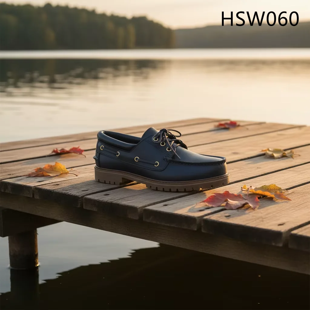 HY, Boardwalk Walking Effortless Style – modne sopelki z grubej podeszwy, woskowane sznurowadła, antypoślizgowe buty typu boat shoes, model HSW060