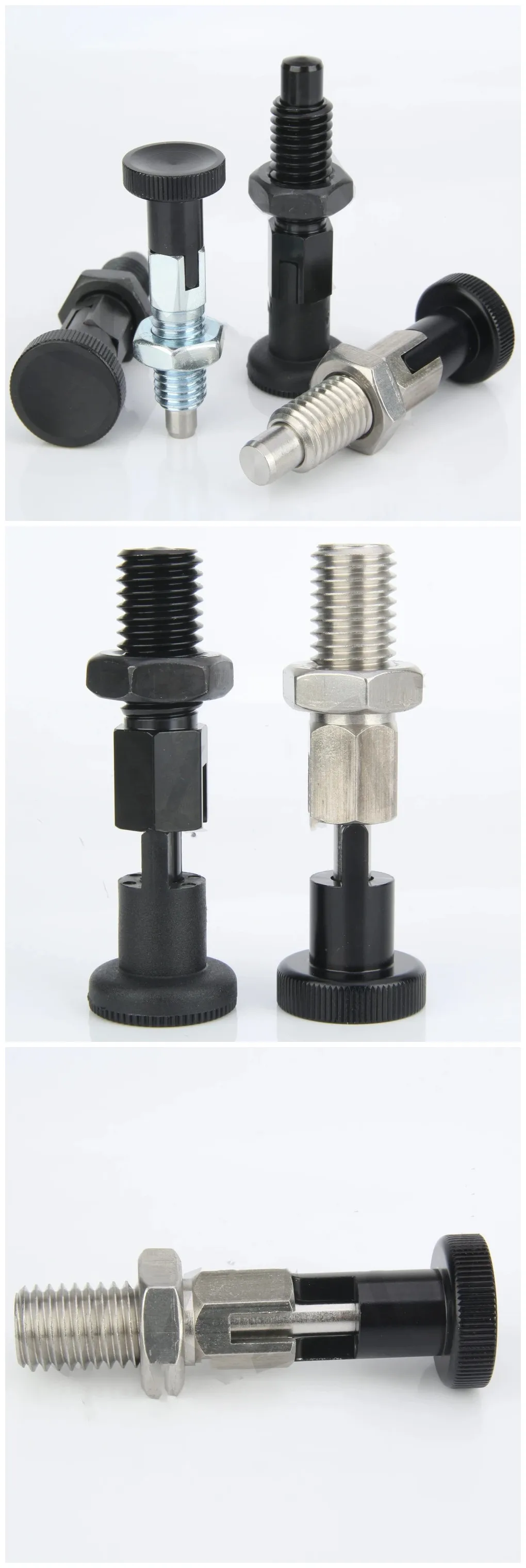 2PCS Stainless Steel Plunger Pin Tool Chest Toolbox Locking Plunger Hand Retractable Spring Plunger Self Locking Indexing Plunger Spring Loaded Plunger Knob Quick Release Pull Ring Pin Fine Teeth M6