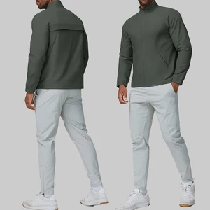 High Quality Men Nude Feeling Sports Outfit Jacket Stand Neck Windproof Jacket with Pocket Gym Fitness Zipper Sweatshirt