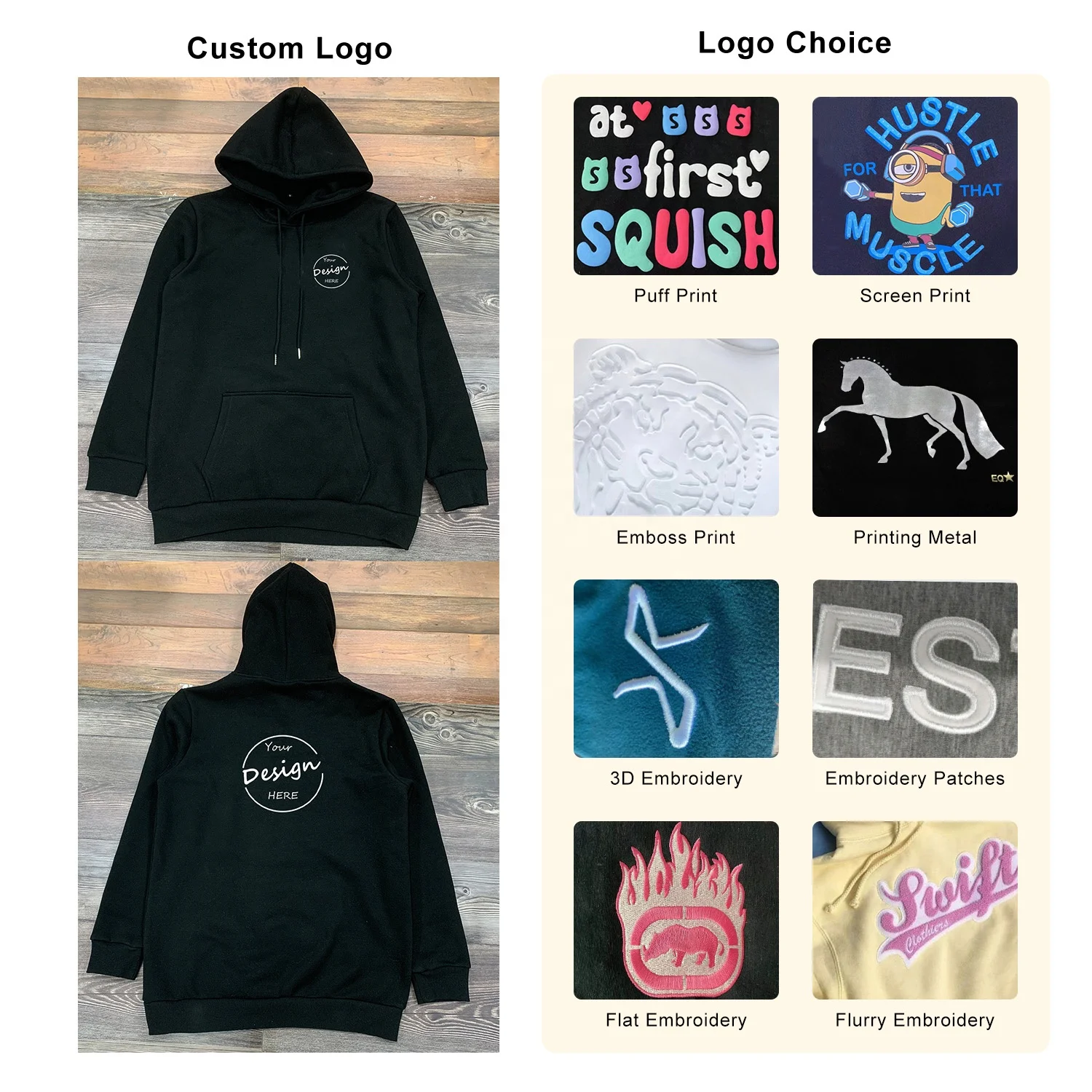 Wholesale Screen Printing Luxury Hoody Heavyweight Thick Cotton Drop Shoulders Oversized Boxy Pullover Hoodies